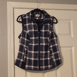 Croft & Barrow Navy and White Checkered Vest